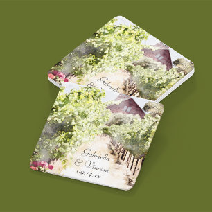 Dessous De Verre Carré Vignoble et Mariage d'aquarelle de la grange rouge