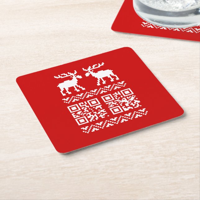 Dessous De Verre Carré Vilain Sweater QR Code Bonne année! (Incliné)