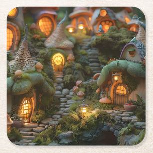 Dessous De Verre Carré Village de Gnome