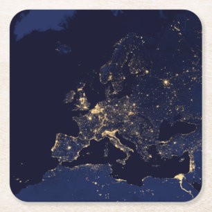 Dessous De Verre Carré Ville Éclairante Dans Plusieurs Villes Européennes