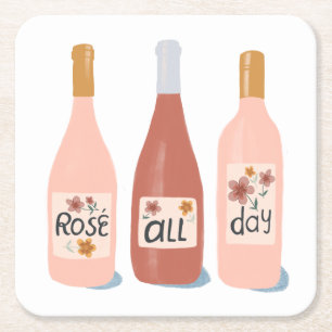 Dessous De Verre Carré Vin rose toute la journée