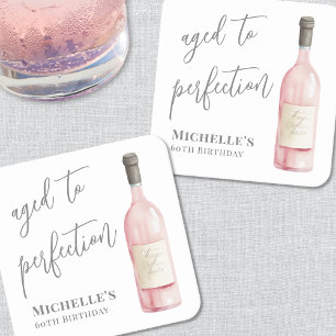 Dessous De Verre Carré Vin Simple Âgé À Parfait Anniversaire