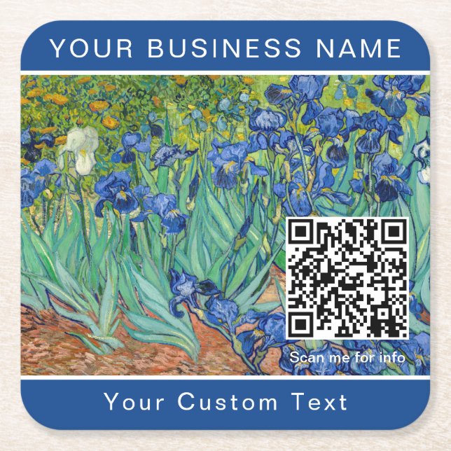 Dessous De Verre Carré Vincent Van Gogh - Irises - Code QR (Devant)