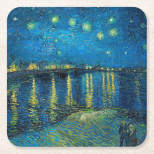 Dessous De Verre Carré Vincent Van Gogh Nuit étoilée sur le Rhône