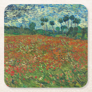 Dessous De Verre Carré Vincent Van Gogh Poppy Field Floral Art Vintage