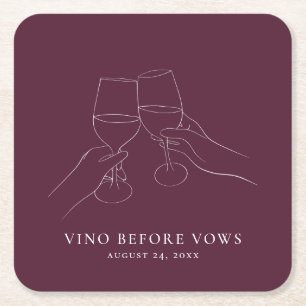 Dessous De Verre Carré Vino Avant Vows Chic Vine Fête des mariées