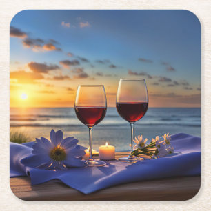 Dessous De Verre Carré Vins sur la plage