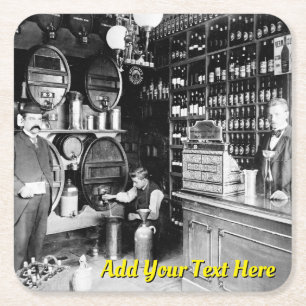 Dessous De Verre Carré Vintage Bar Liquor Photo 1930s Ajouter votre texte