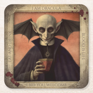 Dessous De Verre Carré Vintage Dracula Vampire Halloween Napkins Éffrayan