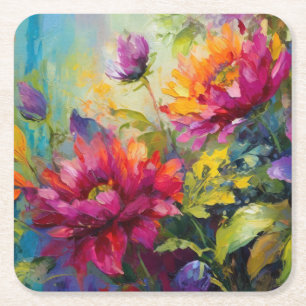 Dessous De Verre Carré Vintage peinture florale