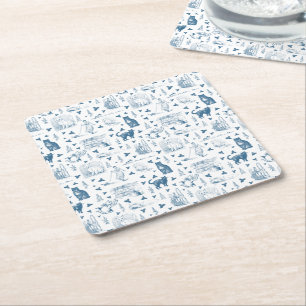 Dessous De Verre Carré Vintage Retro Toile Motif Chat Catnip Blanc Bleu