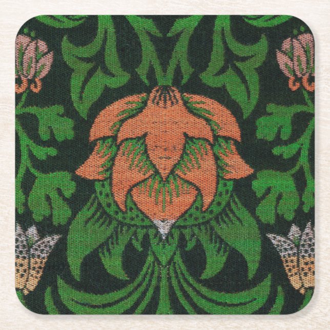 Dessous De Verre Carré Violet et Columbine, William Morris (Devant)