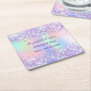 Dessous De Verre Carré Violet lavande nom holographique entreprise
