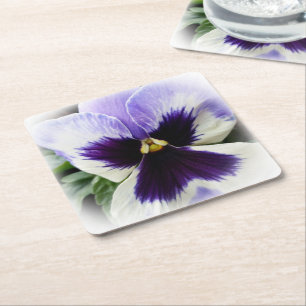 Dessous De Verre Carré violet profond sur blanc