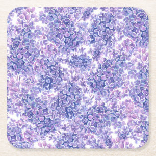 Dessous De Verre Carré Violette aquarelle fleurs lilas