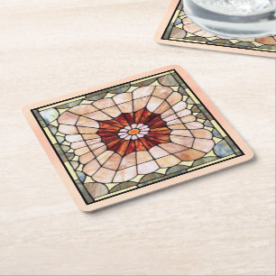 Dessous De Verre Carré Vitrail Art Déco 2