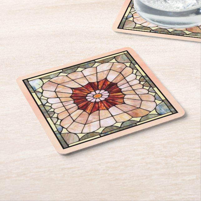 Dessous De Verre Carré Vitrail Art Déco 2 (Incliné)