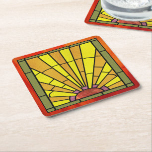Dessous De Verre Carré Vitrail Art Déco 3