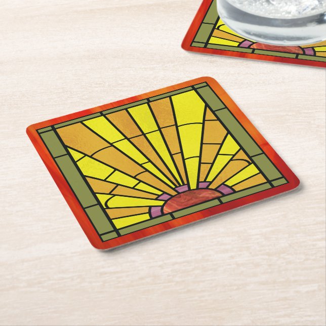 Dessous De Verre Carré Vitrail Art Déco 3 (Incliné)