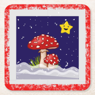 Dessous De Verre Carré Vœux de Noël, jours enneigés