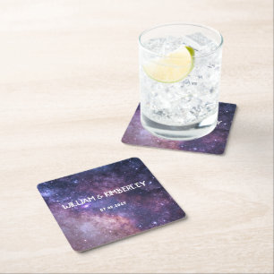 Dessous De Verre Carré Voie Lactée Stars Sky Galaxy Mariage élégant