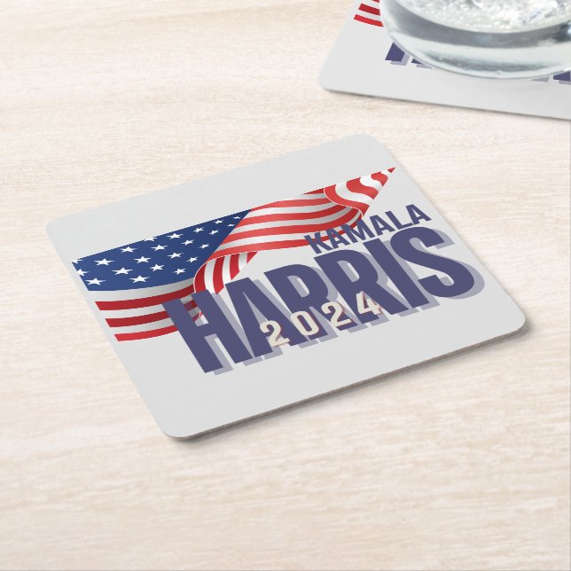 Dessous De Verre Carré Vote Harris Election 2024 (Incliné)