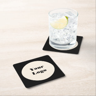 Dessous De Verre Carré Votre logo Cercle noir blanc