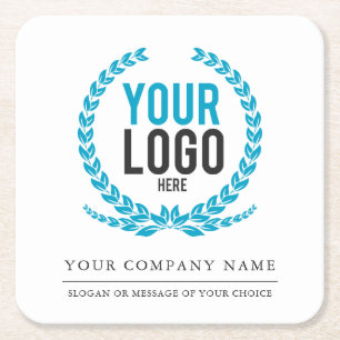 Dessous De Verre Carré Votre logo et message d'entreprise   Slogan