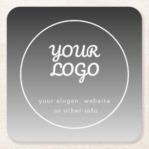 Dessous De Verre Carré Votre logo et texte   Dégradé gris foncé