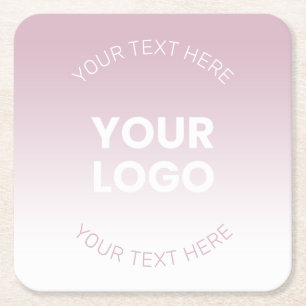 Dessous De Verre Carré Votre logo   Moderne Dusty Rose & Blanc Ombre