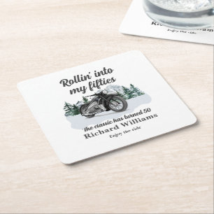 Dessous De Verre Carré Voyage Moto Classique Roulante 50e Anniversaire