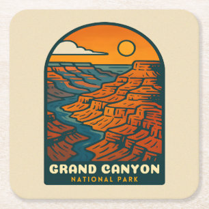 Dessous De Verre Carré Voyage Rétro Grand Canyon Parc National