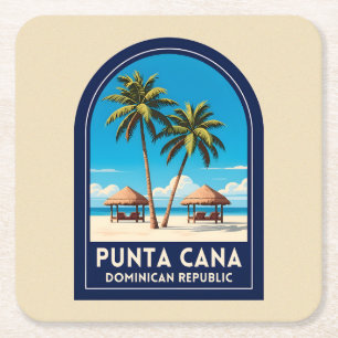 Dessous De Verre Carré Voyage Vintage Punta Cana République dominicaine R