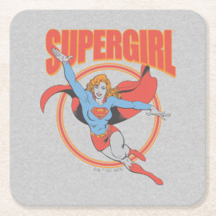 Dessous De Verre Carré Vrai Vintage Supergirl Flying Graphic