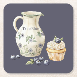 Dessous De Verre Carré Vrais myrtilles bleues Nourriture fruitée