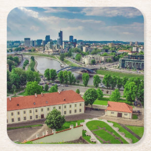 Dessous De Verre Carré Vue aérienne de Vilnius, Lituanie