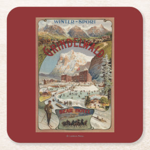 Dessous De Verre Carré Vue de l'affiche promotionnelle d'hôtel d'ours