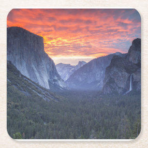 Dessous De Verre Carré Vue de tunnel de Yosemite