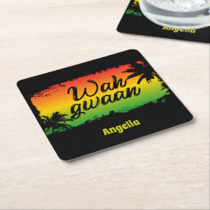 Dessous De Verre Carré Wah Gwan Jamaican Rasta Hello Citation