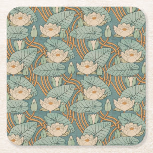 Dessous De Verre Carré Water Lys Lily Art Nouveau Nature