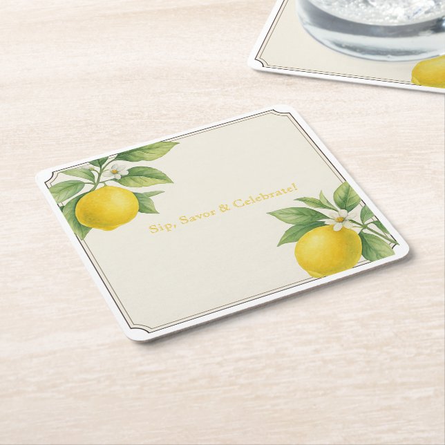 Dessous De Verre Carré Watercolor Lemon (Incliné)