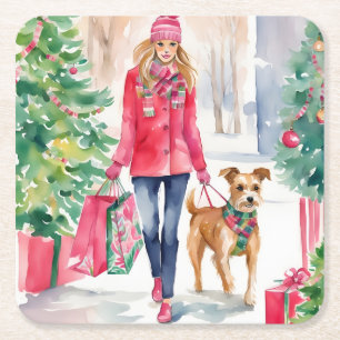 Dessous De Verre Carré Watercolor Noël Fashion Shopping Girl