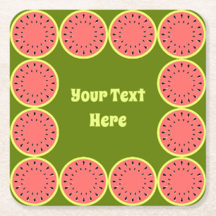 Dessous De Verre Carré Watermelon rose multi-texte