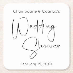 Dessous De Verre Carré Wedding shower de script moderne