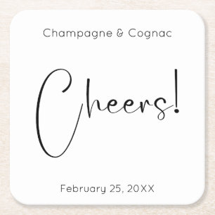 Dessous De Verre Carré Wedding shower de script moderne