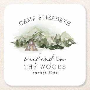 Dessous De Verre Carré Week-end en Bois Camping Bachelorette