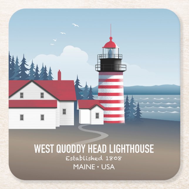 Dessous De Verre Carré West Quoddy Head Lighthouse (Devant)