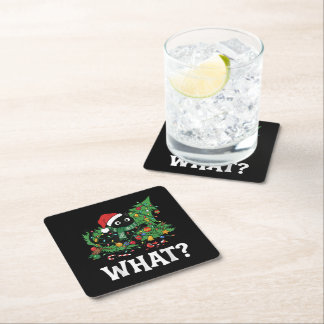 Dessous De Verre Carré What Black Cat Funny Christmas Tree
