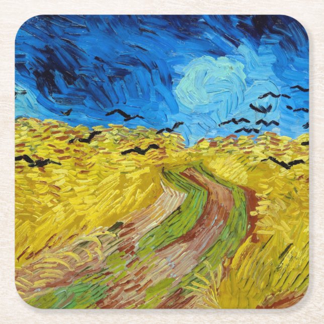 Dessous De Verre Carré Wheatfield with Crows, Van Gogh (Devant)