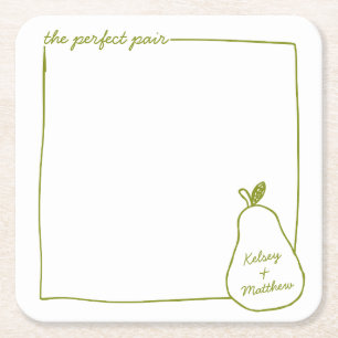 Dessous De Verre Carré Whimsical & Chic Personnalisé Funny Pear Mariage